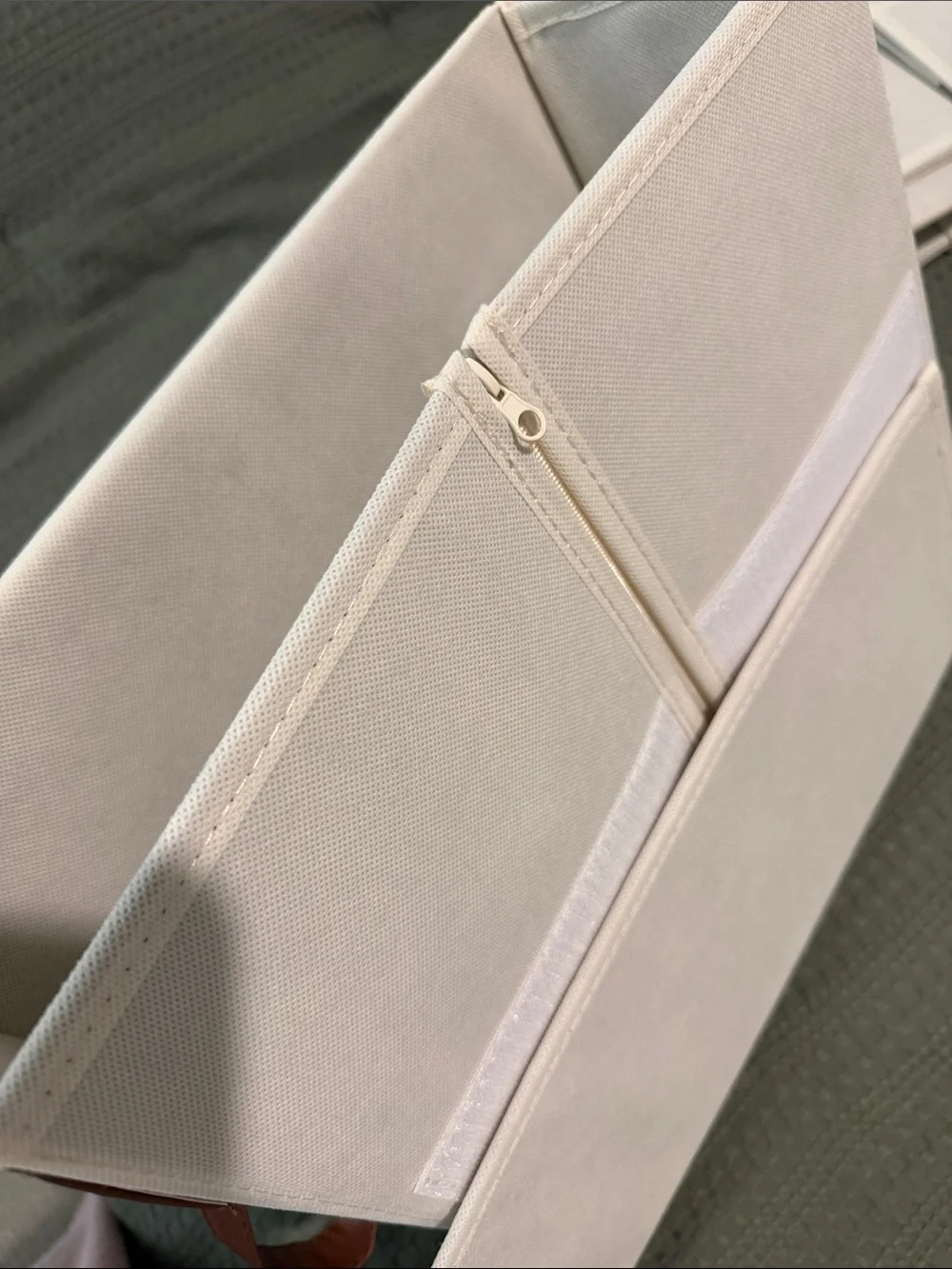 Set of 5 Cream Fabric Storage Binder with Brown Accent - Home Accents closet